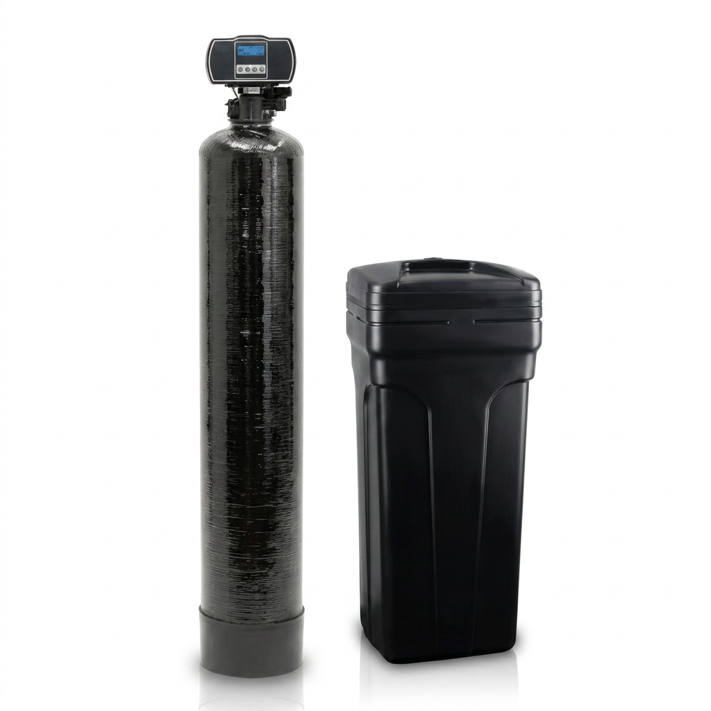 Whole-house water softener tank with digital control head and brine tank